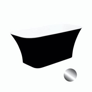 Besco Volně stojící vana z litého mramoru Assos BW Matt 160x70 Barva: Bílá/černá, Rozměry: 160x70x64 cm, Varianta: Assos BW Matt 160 CR/Click-Clack s horním čištěním chrom, #WMMC-160AKC