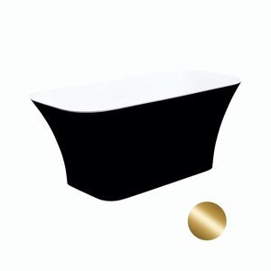 Besco Volně stojící vana z litého mramoru Assos BW Matt 160x70 Barva: Bílá/černá, Rozměry: 160x70x64 cm, Varianta: Assos BW Matt 160 G/Click-Clack s horním čištěním zlatý, #WMMC-160AKG