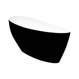 Besco Volně stojící vana z litého mramoru Keya BW Matt 165x70 Barva: Bílá/černá, Rozměry: 163,5x70,5x75 cm, Varianta: Keya BW Matt 165 Click-Clack chrom, #WMMC-165K