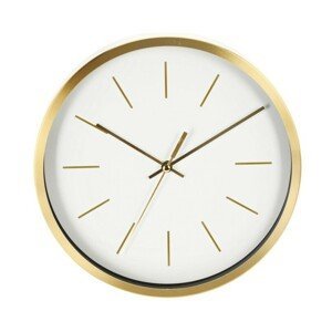 Nástěnné hodiny se zlatým rámem 25 cm bílá