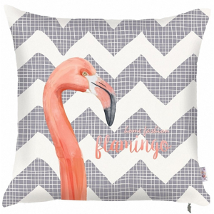 Šedý povlak na polštář Apolena Zigzag Flamingo, 43 x 43 cm