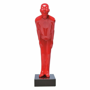 Červená dekorativní soška s mramorovým podstavcem Kare Design Welcome, 20 x 13 cm