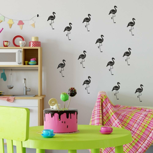 Sada černých samolepek na zeď North Carolina Scandinavian Home Decors Flamingo