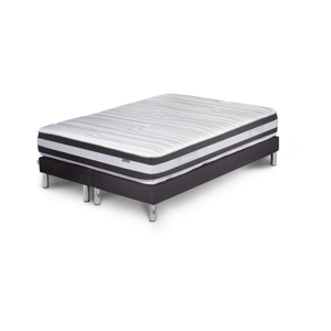 Tmavě šedá postel s matrací a dvojitým boxspringem Stella Cadente Maison Mars Europa, 160 x 200  cm