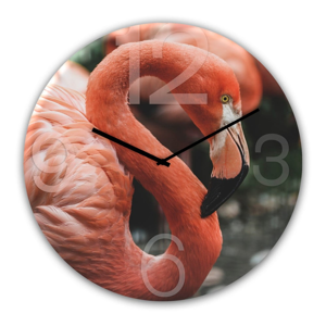 Nástěnné hodiny Styler Glassclock Flamingo, ⌀ 30 cm