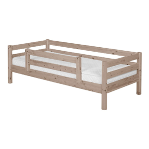 Hnědá dětská postel z borovicového dřeva s bezpečnostní lištou Flexa Classic, 90 x 200 cm