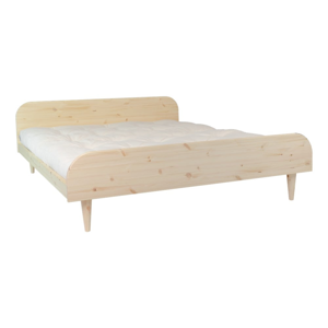 Dvoulůžková postel z borovicového dřeva s matrací Karup Design Twist Comfort Mat Natural Clear/Natural, 160 x 200 cm