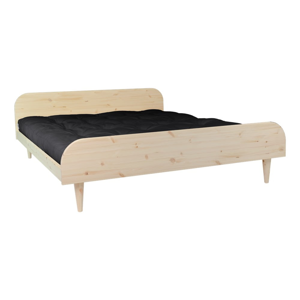 Dvoulůžková postel z borovicového dřeva s matrací Karup Design Twist Comfort Mat Natural Clear/Black, 160 x 200 cm