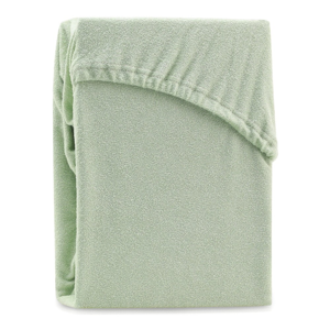Zelené elastické prostěradlo na dvoulůžko AmeliaHome Ruby Olive Green, 200-220 x 200 cm