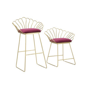 Sada 2 barových židlí ve zlato-červené barvě Mauro Ferretti Flower