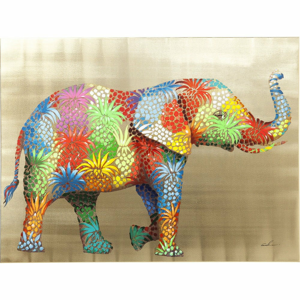 Obraz slona Kare Design Touched Flower Elefant, 120 x 90 cm