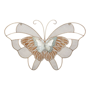 Kovová závěsná dekorace Mauro Ferretti Butterfly Wood B, 64,5 x 39 cm