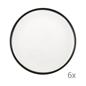 Sada 6 bílých porcelánových dezertních talířů Mia Halos Black, ⌀ 19 cm