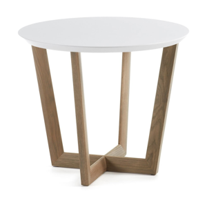 Odkládací stolek z dubového dřeva s bílou deskou La Forma Rondo, ⌀ 60 cm