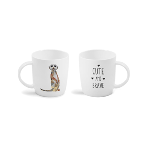 Hrnek z kostního porcelánu s oboustranným potiskem Vialli Design Suricate, 370 ml