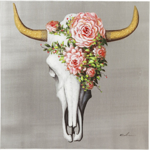 Obraz Kare Design Touched Flower Skull, 80 x 80 cm