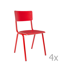 Sada 4 červených židlí Zuiver Back to School
