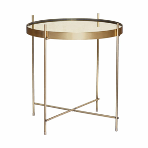 Odkládací stolek zlaté barvy se zrcadlovou deskou Hübsch Dorotea, ø 43 cm