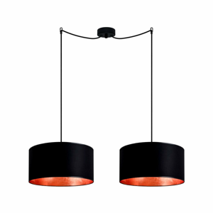 Černé závěsné dvouramenné svítidlo s vnitřkem v měděné barvě Sotto Luce Mika, ⌀ 36 cm