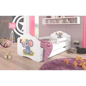 Adrk Dětská postel CASIMO SLŮNĚ se zábranou a úložným prostorem Adrk 88/63/164