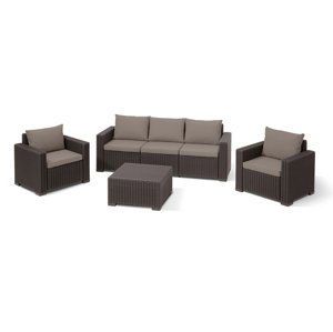 Allibert Allibert CALIFORNIA 3 SEATERS set - hnědá + šedohnědé podušky