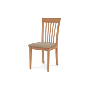 Jídelní židle, masiv buk, barva buk, látkový béžový potah