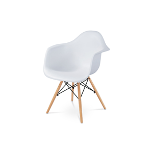Jídelní židle, bílý plast, masiv buk, přírodní odstín