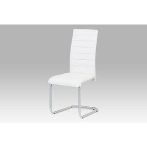 Jídelní židle, koženka bílá / šedý lak