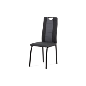 Jídelní židle, látka antracit + šedá ekokůže, kov matná černá