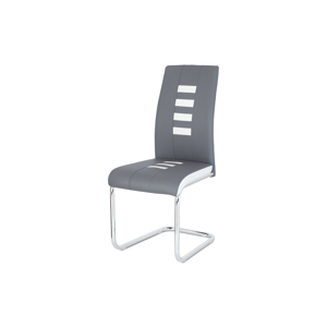Jídelní židle ekokůže šedá / bílá, chrom