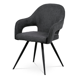 Jídelní židle, šedá látka, kovová podnož, černý matný lak