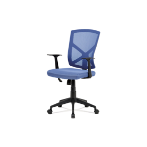 Kancelářská židle, modrá MESH+síťovina, plastový kříž, houpací mechanismus