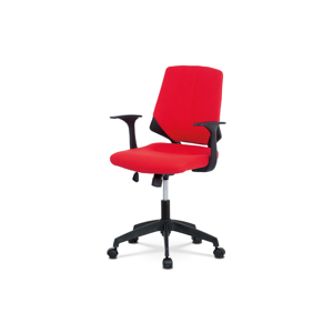 Kancelářská židle, červená látka, černý PP, houpací mechanismus