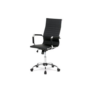 Kancelářská židle, černá ekokůže, houpací mech, kříž chrom