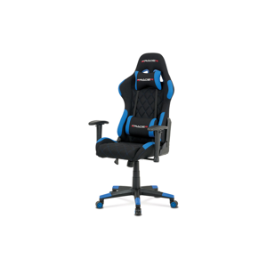 Kancelářská židle, modrá látka, houpací mech, kříž plast