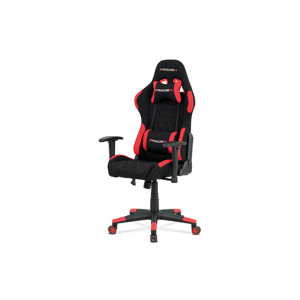 Kancelářská židle, červená látka, houpací mech, kříž plast