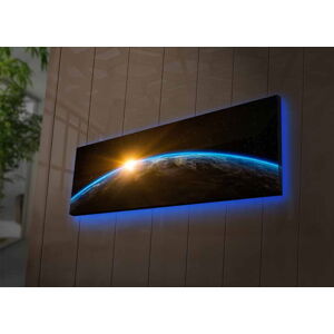 ASIR Nástěnný obraz s led osvětlením ZEMĚKOULE 90 x 30 cm plátno