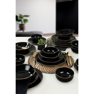 ASIR Porcelánová jídelní souprava 24 ks BLACK černá zlatá