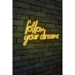 ASIR Nástěnná dekorace s LED osvětlením FOLLOW YOUR DREAMS žlutá