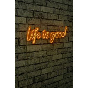 ASIR Nástěnná dekorace s LED osvětlením LIFE IS GOOD žlutá