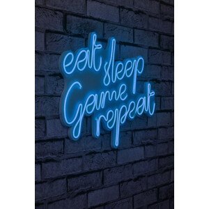 ASIR Nástěnná dekorace s led osvětlením EAT SLEEP modrá