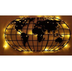 ASIR Kovová nástěnná dekorace WORLD LED černá
