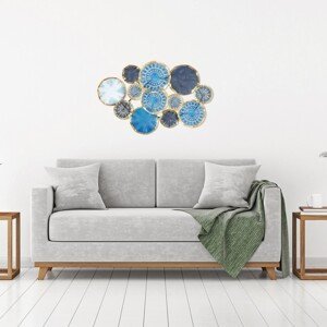 ASIR Nástěnná dekorace kov DEŠTNÍKY A PARAPLATA modrá 82 x 50 cm