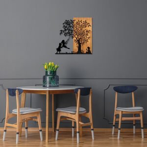 ASIR Nástěnná dekorace dřevo DĚTI POD STROMEM 59 x 58 cm