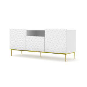 BIM TV stolek DIUNA 145 cm, bílý mat + zlatá