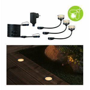 PAULMANN Plug & Shine LED zemní svítidlo Floor základní sada neláká hmyz IP67 2200K 3x2W 21VA stříbrná