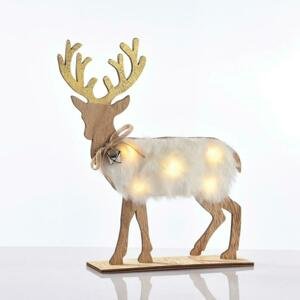 ACA Lighting dřevěná dekorace bílý jelen, 5 MINI LED na baterie (2xAA), WW, IP20, 26X5X25cm X06511212