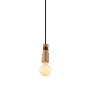 ACA Lighting závěsné svítidlo 1XE27 dřevo + kůže D6XH120CM MEMPHIS OD7811P6