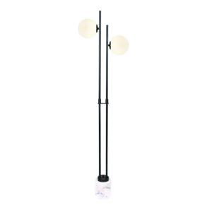 ACA Lighting stojací lampa 2XE14 QUADRO černá + bílá mramor, kov IP20 40X15XH157CM ML127022FBK