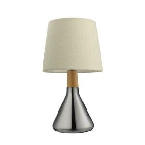 NOVA LUCE stolní lampa MONTES chromovaný kov a přírodní dřevo bílé stínidlo E14 1x5W bez žárovky 7605166